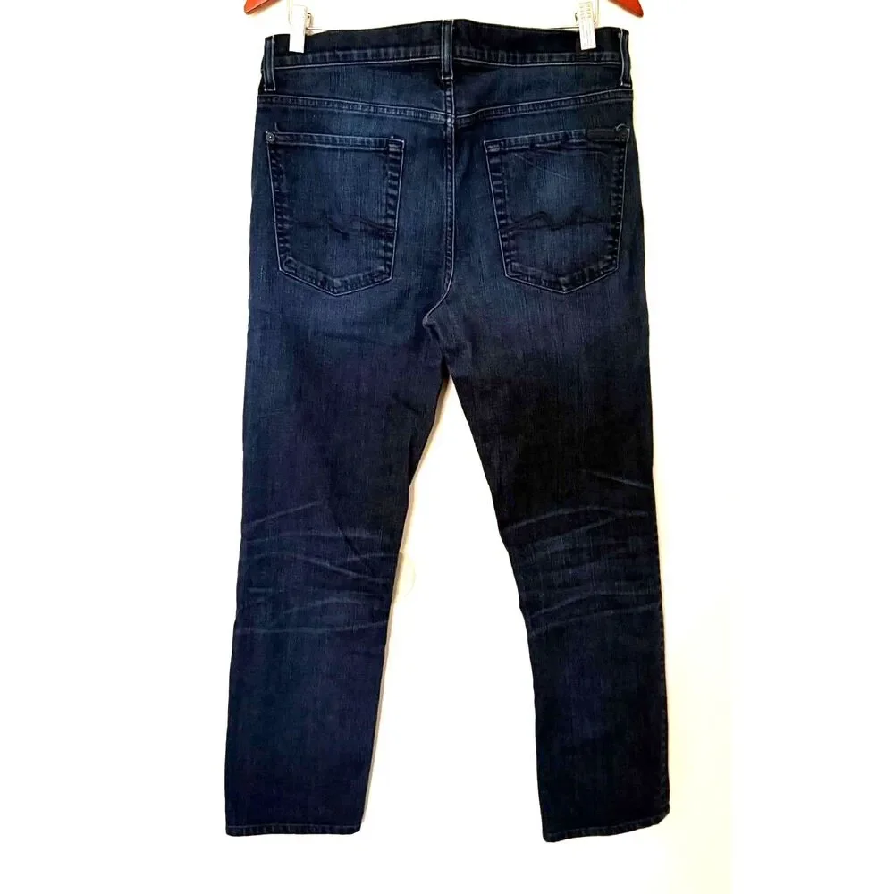 7 for All Mankind Luxe Performance Slimmy Mid Rise Stretch Denim Jeans Sz 32